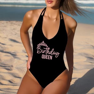 Birthday Queen Swimsuit, Birthday Party Swimwear, Personalized Cross Back  Swimwear, Birthday Squad One Piece Swimsuit, Custom Swimwear,