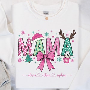 Personalized Mama Sweatshirt with Kid Name, Mama crewneck, Grandma Sweatshirt, Minimalist Momma Sweatshirt, Christmas Gift for Mom Mama Gift