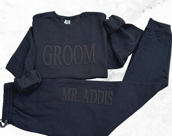 Sweatshirts bruid en bruidegom, bruiloftsweaters met reliëf, sweater Mr.