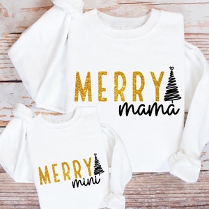 Custom Merry Family Sweatshirt, Mama Mini Matching, Family Christmas Shirts, Merry Mama Mini Tee, Daddy Mini Shirt, Family Matching Sweater