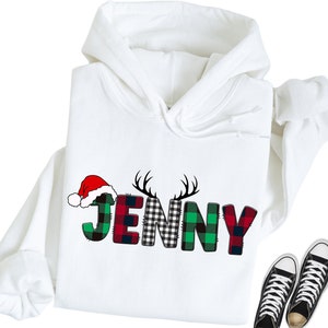 Custom Christmas Matching Hoodie, Custom Holiday Crewneck, Family Christmas Sweatshirt, Minimalist Christmas Sweatshirt with Name,