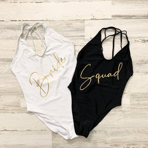 Bride Bathing Suit, Bachelorette Swimsuit, Honeymoon Swimwear, Bride Swimsuit, One Piece Swimsuit, Bridesmaid Swim, Squad Swimsuit,