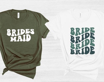 Retro Bride Shirt, Bridesmaid Shirts, Maid of Honor Shirt, Bachelorette Party Shirt, Getting Ready, Bridesmaid Proposal, Bridal Party Shirt,
