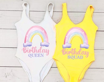 Tueur d'anniversaire, maillot de bain EVJF, maillot de bain équipe d'anniversaire, anniversaire de fille, maillots de bain d'anniversaire, anniversaire de la reine, maillot de bain de plage,