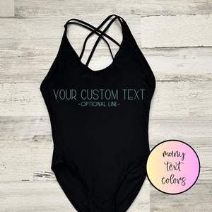 Personalized Swimsuit Honeymoon Swimsuit One Piece Swimsuit Custom Text Swimsuit Bachelorette Swimsuits Bride Swimsuit Customized Swimsuit