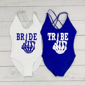 Bride Bathing Suit, Bride Swim, Bachelorette Bathing Suit, Honeymoon Swimwear, Tribe, Bride Swimsuit, One Piece Swimsuit, Bridesmaid Swim,