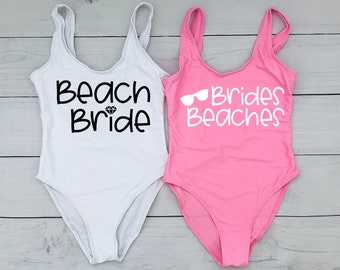 Brides Beaches Swimsuit, Squad Swim, Bridesmaids Swimsuit, Beach Bride Swimsuit, Bachelorette Party Swimsuits, One Piece Swimsuit,