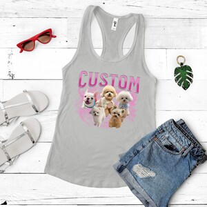 Personalisiertes Tank Top Hund, Haustier Porträt Tank Top, Katzen Mama Geschenk, Vintage Shirt, personalisiertes Tier Portrait, Benutzerdefinierte 90er Jahre Grafik Shirt, Hund Mama Geschenk,