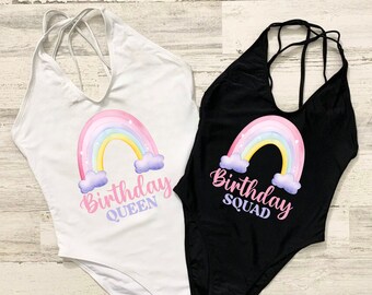 Maillot de bain Équipe d'anniversaire, Maillots de bain fête d'anniversaire, Anniversaire de fille de bain, EVJF, Maillot de bain une pièce, Maillot de bain d'anniversaire, Anniversaire d'un enfant