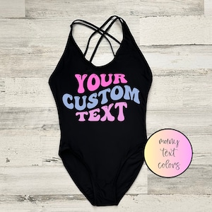 Personalized Bathing Suits Custom Swimsuit One Piece Swimsuit Custom Text Personalized swimwear Many wording colors option Bride Swimsuit