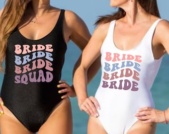 Bride Swimsuit, Bachelorette Party Swimsuits, One Piece Swimsuit, Bathing Suits, Bride to be, Bride Squad Swimsuit, Bridesmaids Swimsuit