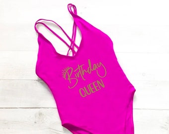 Birthday Queen Swimwear. 3621-024.23 Beach Bathing Suit. Birthday Squad. Bachelorette Swimsuit. One Piece Swimsuit. Birthday Suit Swimsuit.