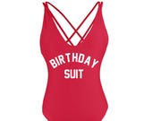 Birthday Suit Swimsuit. Squad Swimwear. Beach Bathing Suit. One Piece Swim. Bachelorette Swimsuit. One Piece Swimsuit.