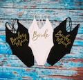 Squad Swimsuit. Beach Swimsuit. Bridesmaid Swim. Bride Squad Bathing suits. Bachelorette Swimsuit. 022821-053 One Piece Swimsuit. I Do Swim.