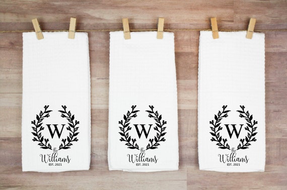 Personalized Kitchen Towels Bridal Gift Farmhouse Home