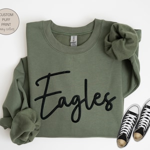 Mascot Sweatshirt, Custom Team Name Sweatshirt, School Spirit Sweatshirt, Puff Print, Gift for Mom, Christmas Gift Idea, Embossed Print