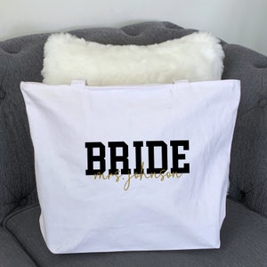Personalized Bride Bag, Bachelorette Bags, Honeymoon Beach Bag, Engagement Gift, Bridal Gift, Mrs Custom Tote Bag, Bride Gift, Wedding Gift,