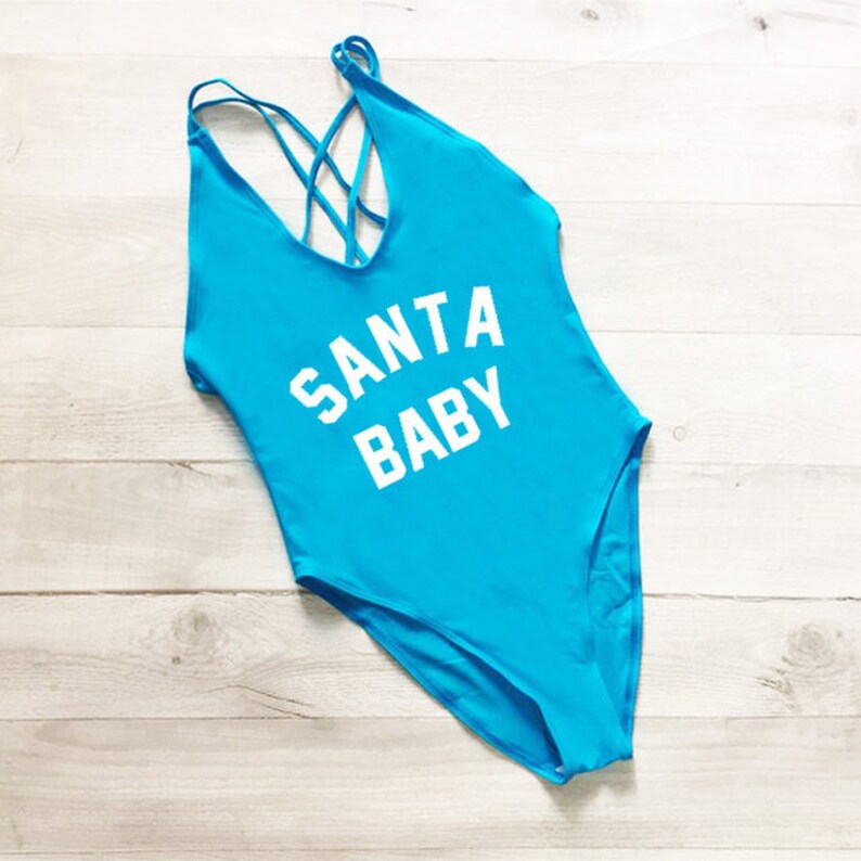 Santa Baby Swimsuit. One Piece Swimsuit. Bachelorette Bathing Etsy