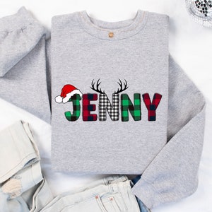 Personalized Xmas Name Sweatshirt, Custom Holiday Crewneck, Family Christmas Sweatshirt, Minimalist Christmas Sweatshirt with Name,