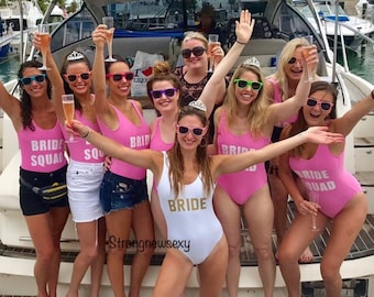 Bride Squad Swimsuit. One Piece Swimsuit. Bachelorette Bathing Suit. Bride Bathing Suit. Bride Swim.Squad Swim. Bachelorette Swimsuit.