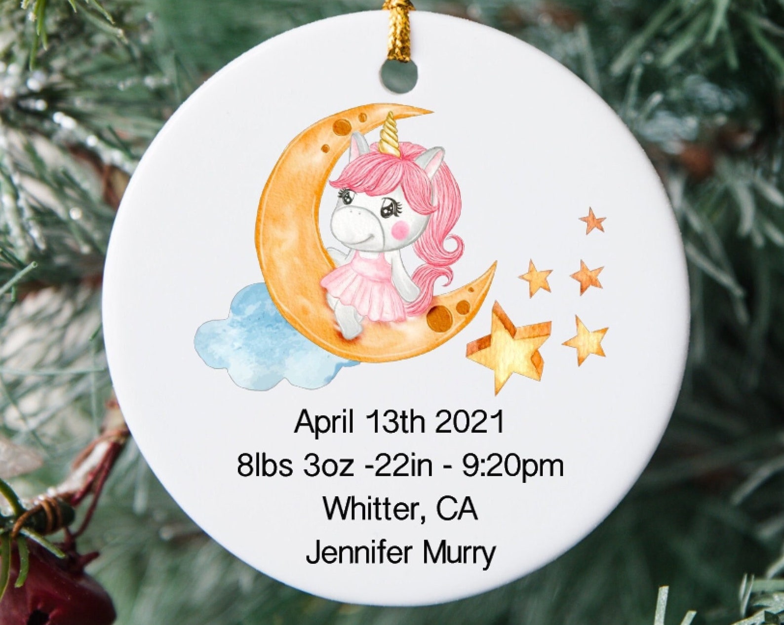 Personalized New Baby Ornament, Custom Name Baby Keepsake, Custom