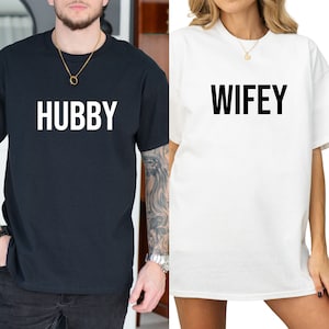 Hubby and Wifey Shirts, Wedding Shirt, Honeymoon Shirts, Just Married Shirts, Matching Couple Shirt, New Wife Shirt, Bridal Shower Gift,