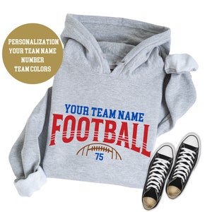 Football Team Name and Number Hoodie, Game Day Football Tee, Christmas Gift Idea, Name and Number Football Hoodie, Personalized Team Hoodie