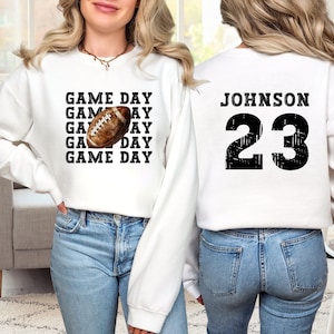 Sweatshirt wedstrijddag, sweater voetbalmoeder, universiteitsvoetbalsweater, gepersonaliseerd voetbalsweater, sweater voetbalseizoen,