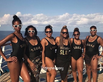 Bachelorette Swimsuit. One Piece Swimsuit. Bachelorette Bathing Suit. Birthday Slay Swim. Squad Swimsuit. Bride Squad Bathing Suit.