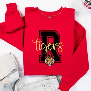 Mascot Sweatshirt, School Spirit Sweatshirt, Custom Team Name Sweatshirt, Tigers Game Day Crewneck, Custom Mascot Sweatshirt, Cheer Mom Gift image 4