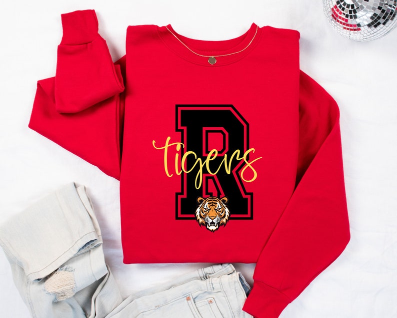 Mascot Sweatshirt, School Spirit Sweatshirt, Custom Team Name Sweatshirt, Tigers Game Day Crewneck, Custom Mascot Sweatshirt, Cheer Mom Gift image 4