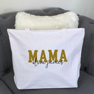 Personalized Mama with Kids Name Bag, Mom Tote Bag, Mommy Tote Bag, Gift for Mom, Mother&#39;s Day Gift, Mama Tote, Birthday Gift for Mom