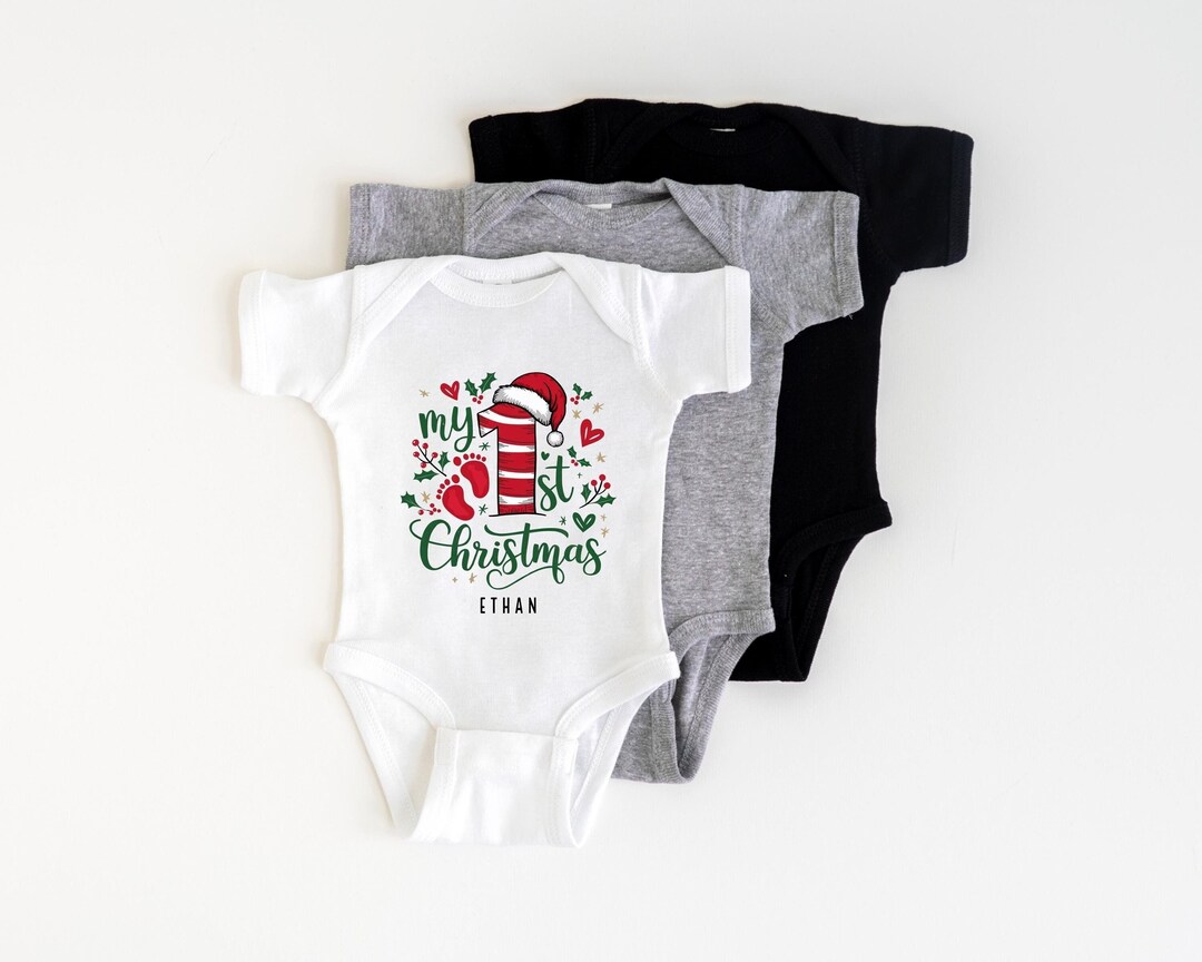 Cute 1st Christmas Baby Shirt, First Xmas Holiday Infant T-shirt