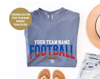 Comfort Colors Custom Football Shirt, Football Team Name and Number Shirt, Game Day Shirt, Football Mama Shirt, Football Mama Shirt,