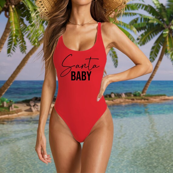 Santa Baby Swim Bathing Suits Bachelorette Swim Festive Christmas Swimwear bachelorette Party Birthday Party Swims Bride Bathing Suit Etsy