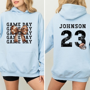 Sweatshirt wedstrijddag, sweater voetbalmoeder, universiteitsvoetbalsweater, gepersonaliseerd voetbalsweater, sweater voetbalseizoen
