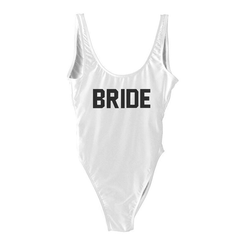 Bride Swimsuit. Bride Bathing Suit. Bride Swim. One Piece Swimsuit. Bachelorette Bathing Suit. Honeymoon Swimwear. image 2