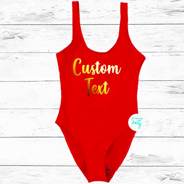 Custom Text Personalized Swimwear. Bachelorette Swimsuit. S. M. L. XL. 2XL. 3XL. Bathing Suit. Swimsuit. One Piece Swimsuit. Birthday Queen.