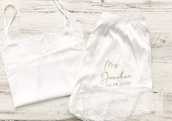 Lace Satin Cami Set: Bridal Pajamas, Honeymoon Outfit