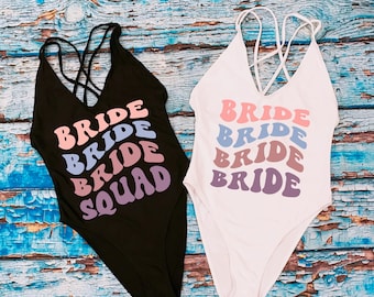 Bride Squad Swimsuit, Bachelorette Bathing Suit, Squad Swimsuit, Bachelorette Swimsuit, Bride Swimsuit, Bride Bathing Suit, Bridesmaid  Gift
