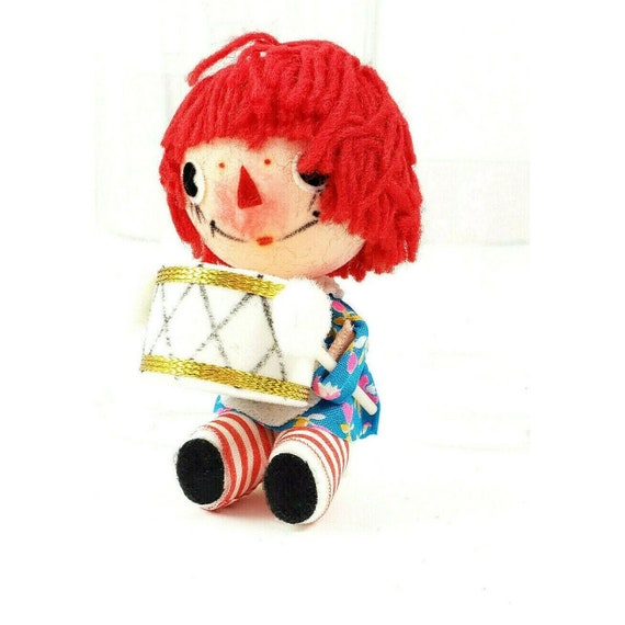 NOS Vintage Japan Felt Raggedy Ann Drummer Girl Drum Christmas Ornament