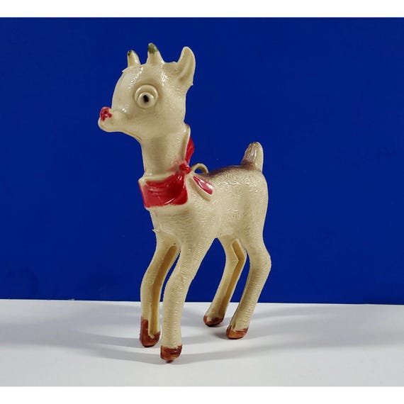 Vintage Rudolph the Red Nosed Reindeer Hard Plastic Christmas Ornament Decor