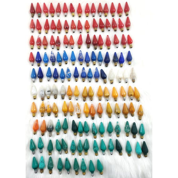 144 Vintage C6 Mazda Christmas Tree Lamp Light Bulbs Multi Color Tested Paint Loss
