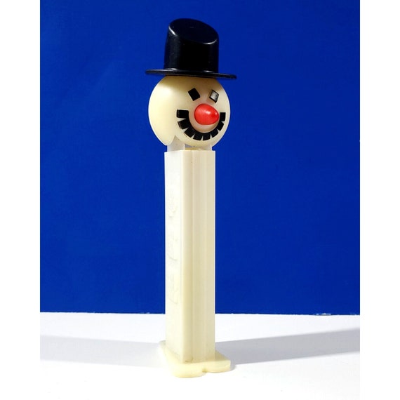 Vintage White Snowman PEZ Christmas Candy Dispenser with Feet Made in Slovenia