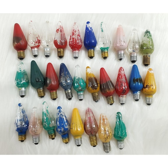 Lot 28 Vintage Mazda C6 Christmas Light Bulbs Multi Color Tested Fair