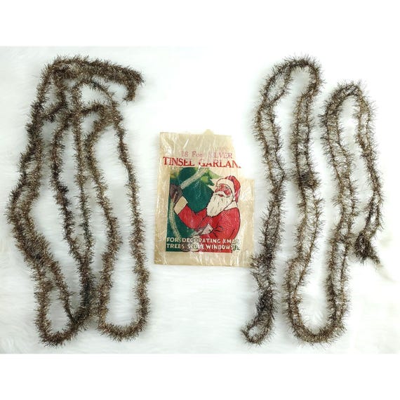 Antique Victorian Tinsel Feather Tree Garland w Bag 2 Strands 264" 22ft