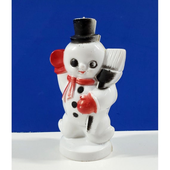 Vintage Rosbro Plastic Waving Frosty Snowman Christmas Holiday Figurine