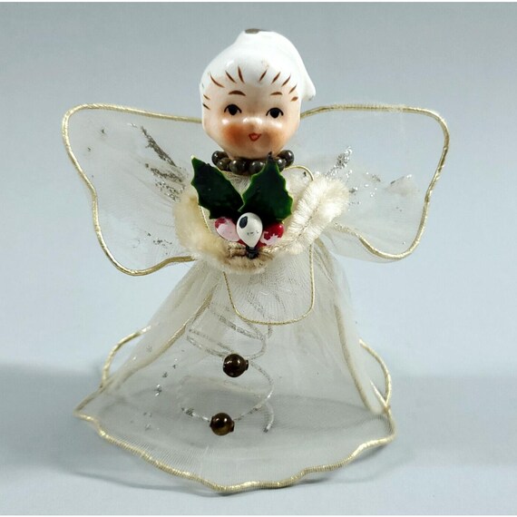 Vintage Holt Howard Angel Fairy Godmother Tulle Dress Christmas Ornament Topper