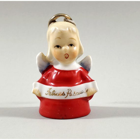 VTG Ardalt In Spanish We Say Felices Pascuas Merry Christmas Angel Bell Ornament