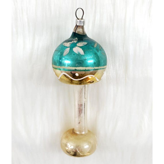 Vintage West Germany Blown Mercury Glass Figural Lamp Christmas Ornament 4"